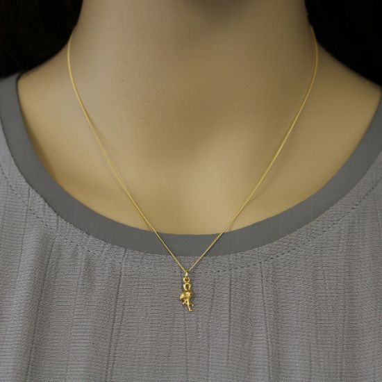 Wholesale Gold Over Sterling Silver Flamingo Charm Necklace - 16"