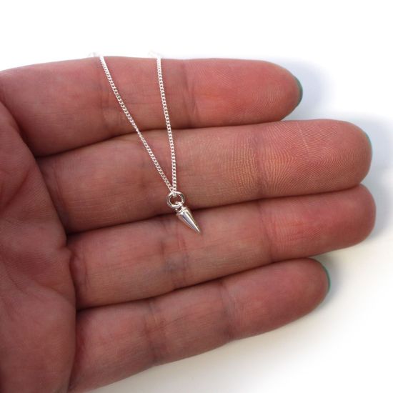 Wholesale Sterling Silver Spike Charm Necklace - 16"