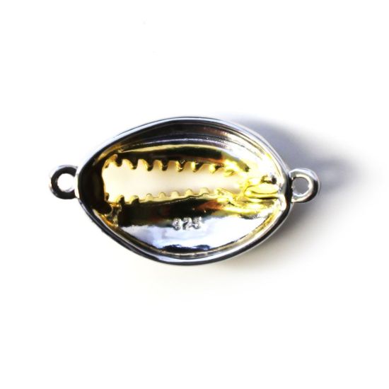 Wholesale Sterling Silver Two Tone Big Cowrie Shell Connector Pendant (1 pc)