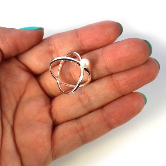 Wholesale 925 Sterling Silver Criss Cross Freshwater Pearl Ring (1 piece)