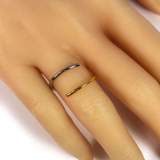 Wholesale Two Tone Sterling Silver and Gold Over Sterling Silver Open Band Adjustable Ring (1 piece)