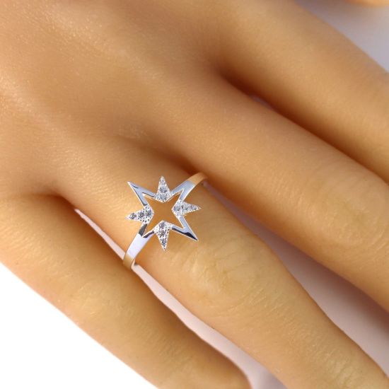 Wholesale Sterling Silver Starburst CZ Stone Pave Ring (1 piece)