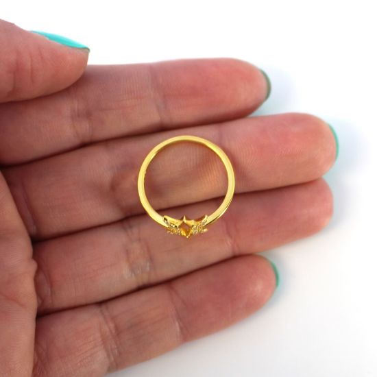 Wholesale Gold Over Sterling Silver Starburst CZ Stone Pave Ring (1 piece)