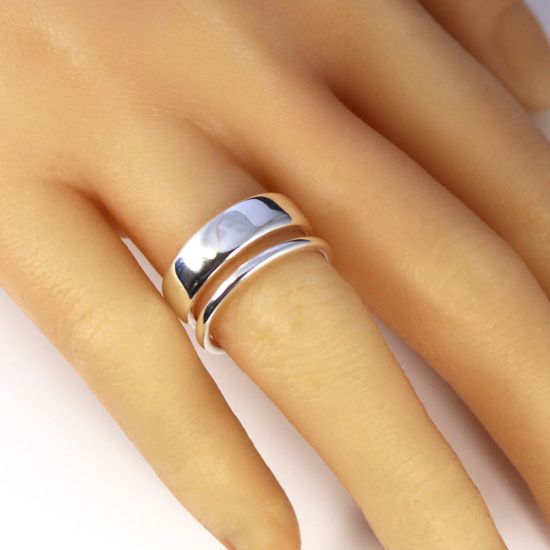 Wholesale Sterling Silver Thick and Thin Double Band Adjustable Ring (1 piece)