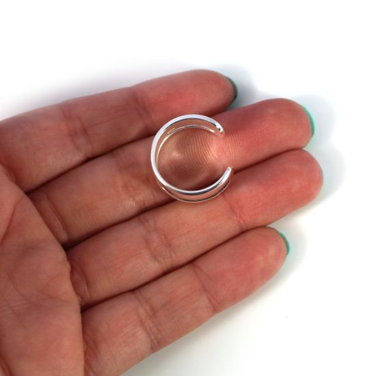 Wholesale Sterling Silver Thick and Thin Double Band Adjustable Ring (1 piece)