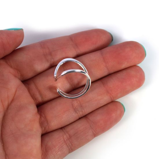 Wholesale Sterling Silver Unique Big Open Band Ring - Adjustable (1 piece)