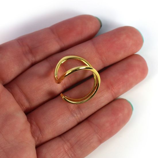 Wholesale Gold Over Sterling Silver Unique Big Open Band Ring - Adjustable (1 piece)