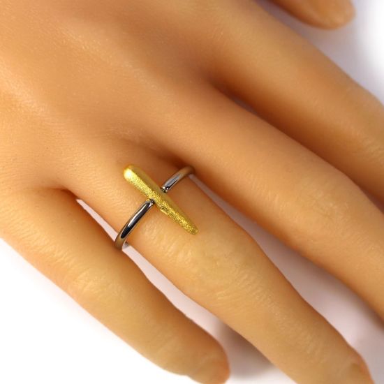 Wholesale Two Tone Silver and Gold Over Sterling Silver Spike Ring (1 piece)