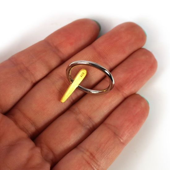 Wholesale Two Tone Silver and Gold Over Sterling Silver Spike Ring (1 piece)