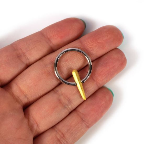 Wholesale Two Tone Silver and Gold Over Sterling Silver Spike Ring (1 piece)