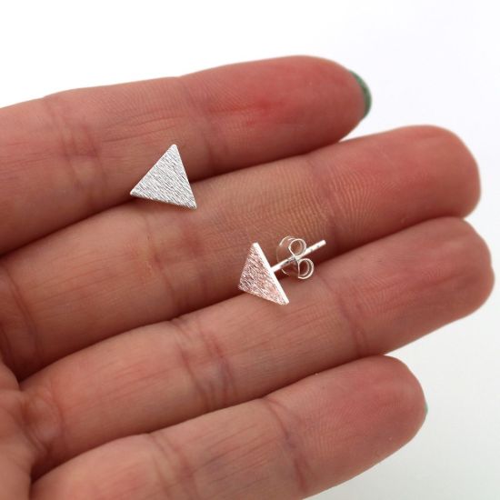 Wholesale Sterling Silver Brushed Metal Triangle Earring Studs  (1 pair)