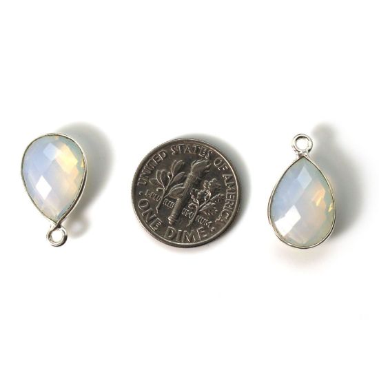 Wholesale Bezel Gemstone Pendant -Sterling Silver Bezel Gemstone 10x14mm Faceted Small Teardrop - Opalite Quartz -October Birthstone
