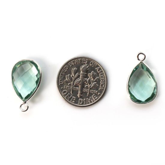 Wholesale Bezel Gemstone Pendant -Sterling Silver Bezel Gemstone 10x14mm Faceted Small Teardrop - Aqua Quartz