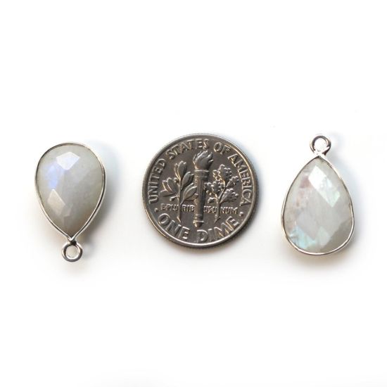 Wholesale Bezel Gemstone Pendant -Sterling Silver Bezel Gemstone 10x14mm Faceted Small Teardrop - Moonstone - June Birthstone