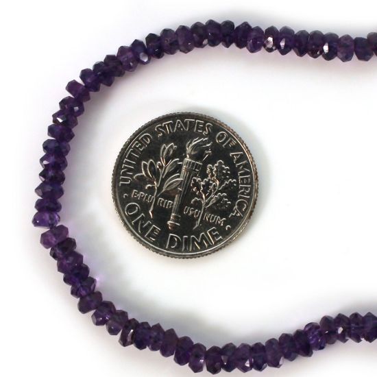 Wholesale Semi-Precious Gemstone Beads - 2.5- 3mm Faceted Rondelle  - Amethyst - February Birthstone