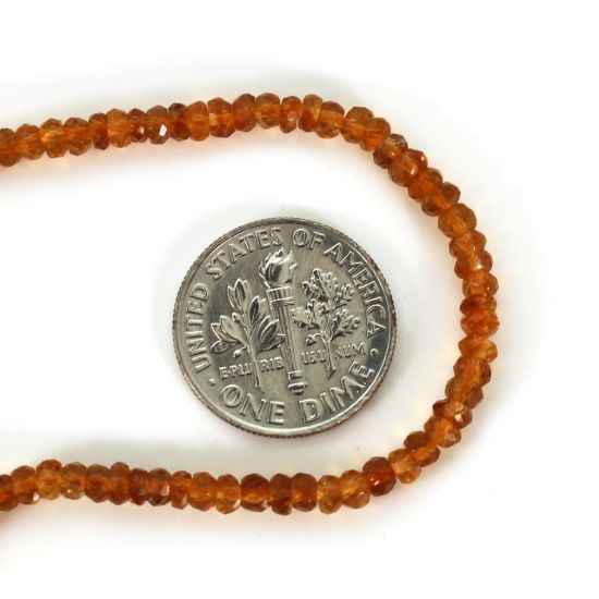 Wholesale Semi-Precious Gemstone Beads - 3-3.5mm Faceted Rondelle - Citrine - November Birthstone (1 Strand)