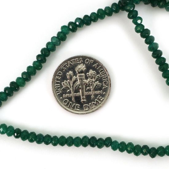 Semi-Precious Gemstone Beads - 3.5-4mm Faceted Rondelle - Geen Onyx - May Birthstone (1 Strand)