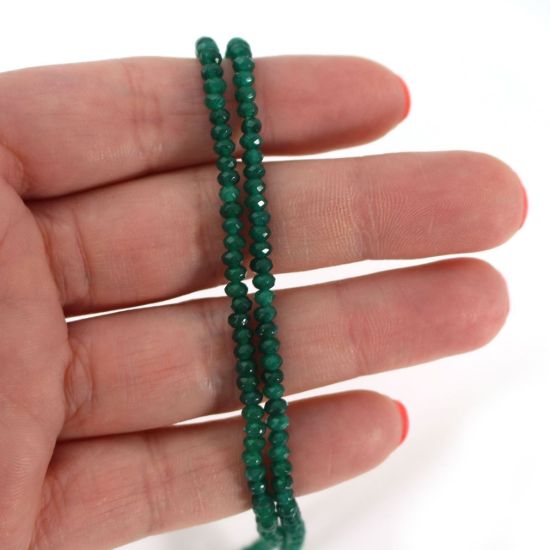 Semi-Precious Gemstone Beads - 3.5-4mm Faceted Rondelle - Geen Onyx - May Birthstone (1 Strand)