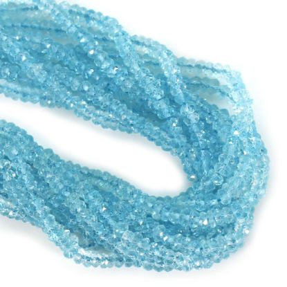 Wholesale Semi-Precious Gemstone Beads - 3-3.5mm Faceted Rondelle - Blue Topaz - December Birthstone (1 Strand)