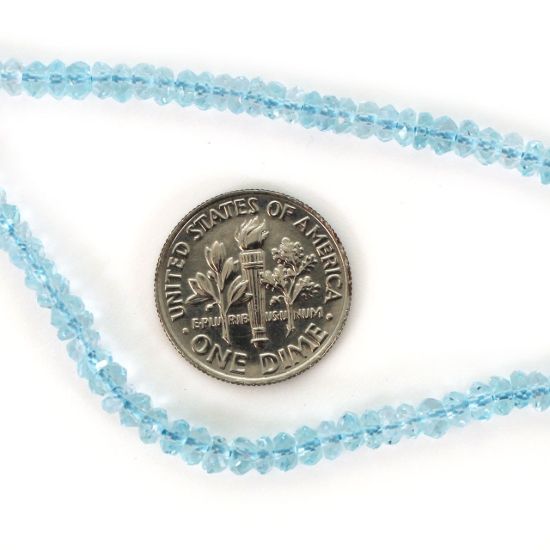 Wholesale Semi-Precious Gemstone Beads - 3-3.5mm Faceted Rondelle - Blue Topaz - December Birthstone (1 Strand)