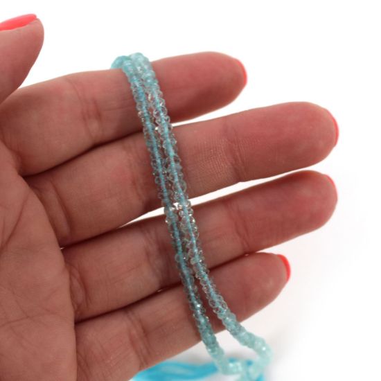 Wholesale Semi-Precious Gemstone Beads - 3-3.5mm Faceted Rondelle - Aquamarine - March Birthstone (1 Strand)
