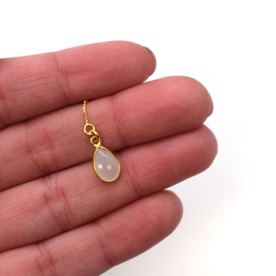 Wholesale Gold Over Sterling Silver Natural Birthstone Gemstone Teardrop Ear Threads (Sold Per Pair)