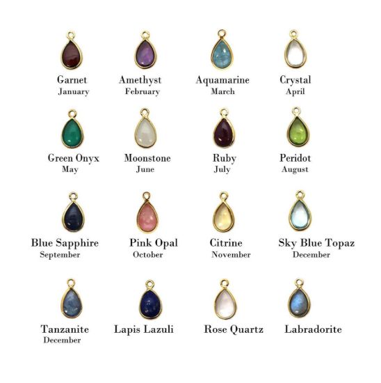 Wholesale Gold Over Sterling Silver Natural Birthstone Gemstone Teardrop Ear Threads (Sold Per Pair)