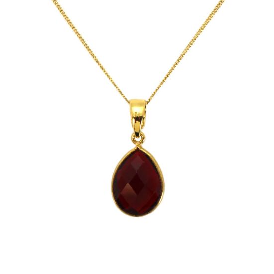 Wholesale Gold Over Sterling Silver Teardrop Birthstone Pendant Necklace - 16"