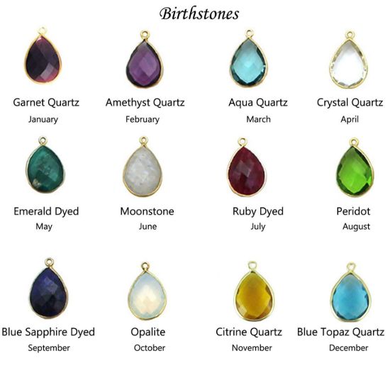 Wholesale Gold Over Sterling Silver Teardrop Birthstone Pendant Necklace - 16"