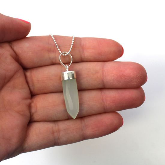 Wholesale Sterling Silver Gemstone Spike Pendant Necklace - 16"