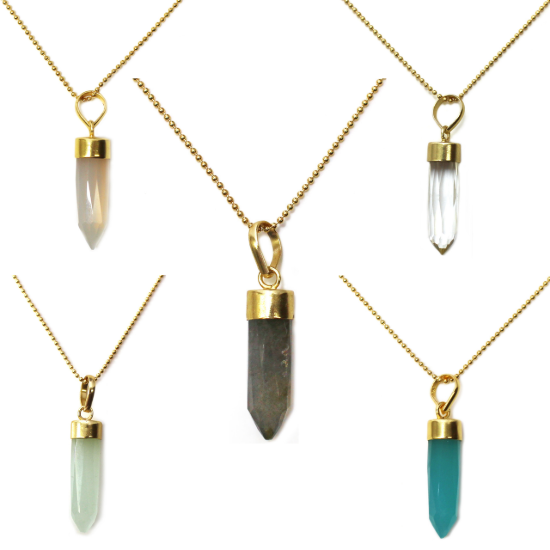 Wholesale Gold Over Sterling Silver Gemstone Pendant Necklace - 16"