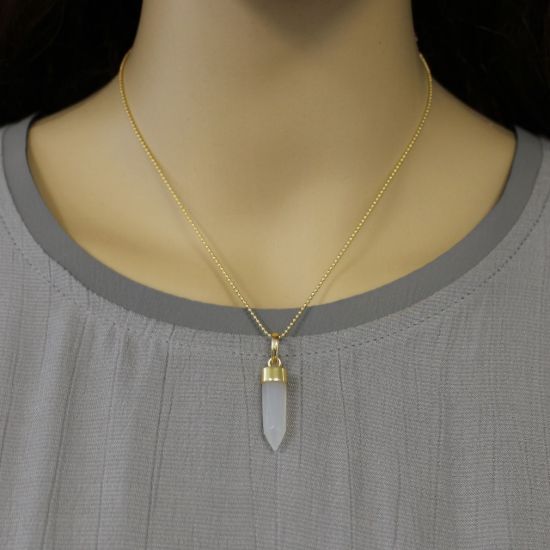 Wholesale Gold Over Sterling Silver Gemstone Pendant Necklace - 16"