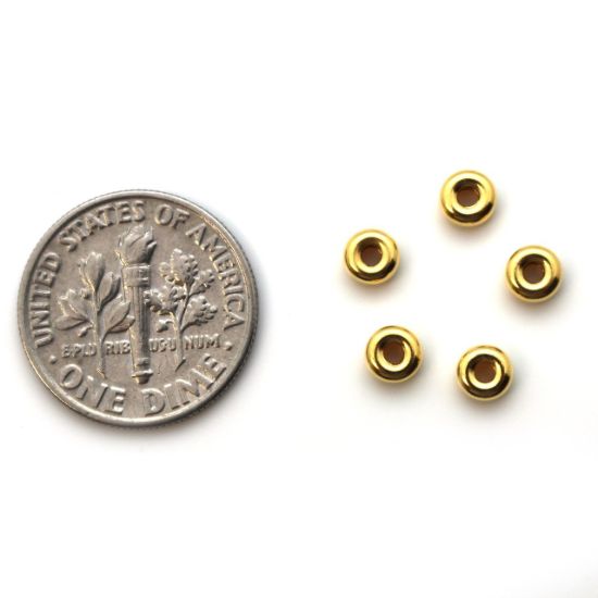 Wholesale Gold over  Sterling Silver Smooth Donut Shaped Beads - 4x2mm (15pcs)
