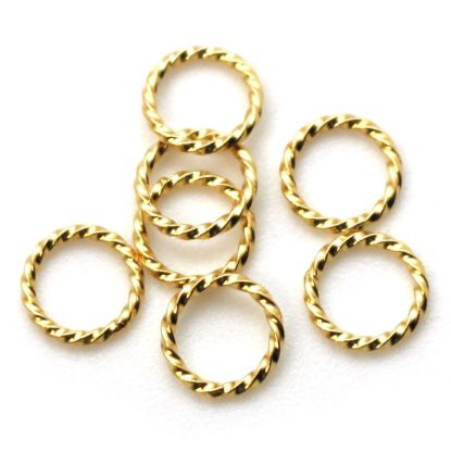Wholesale Gold Over Sterling Silver Twisted Closed Jump Rings - 19ga, 8.5mm (10 pcs)