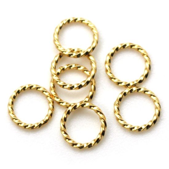 Wholesale Gold Over Sterling Silver Twisted Closed Jump Rings - 19ga, 8.5mm (10 pcs)