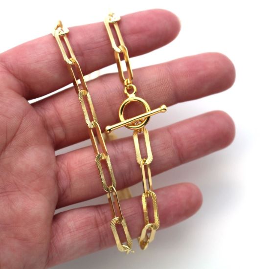 Wholesale Gold Over Sterling Silver Finished Chain - Textured Long Box Chain