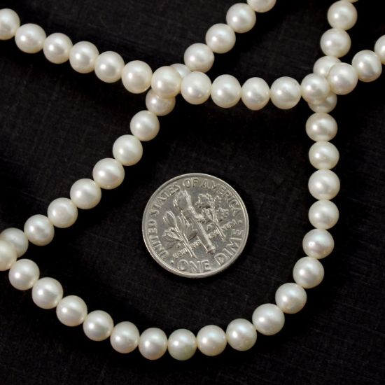 Wholesale Freshwater Pearls 5-5.5mm Round Creamy White, Grade AA - June Birthstone (Sold Per Strand)
