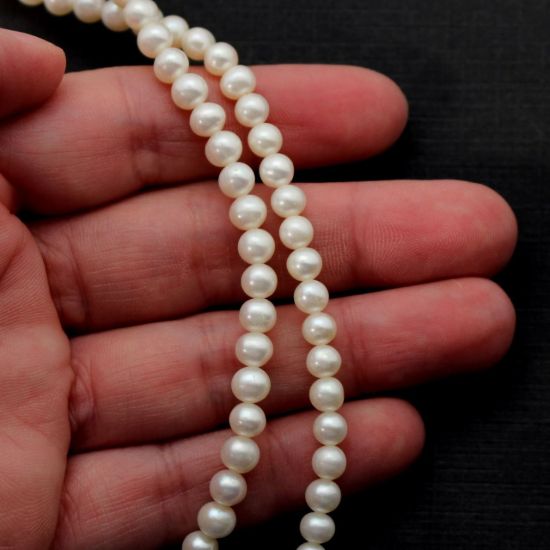 Wholesale Freshwater Pearls 5-5.5mm Round Creamy White, Grade AA - June Birthstone (Sold Per Strand)