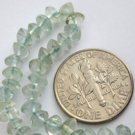 Wholesale March Birthstone-Gemstone Beads -- Aquamarine  Plain Button Beads (3-5 mm) 14 inches