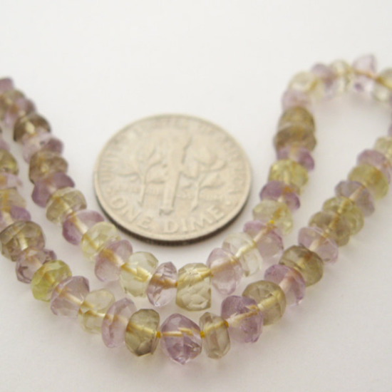 Wholesale Ametrine -Semi Precious Stone ,Hand Faceted Rondell Beads - full strand -(4 mm) 14.5 inches