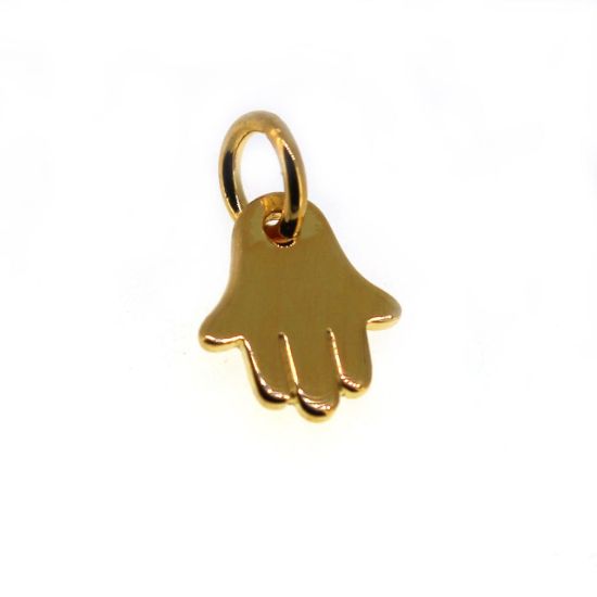 Wholesale Gold Plated over Sterling Silver Hamsa Hand Charm - 8mm (1 pc)