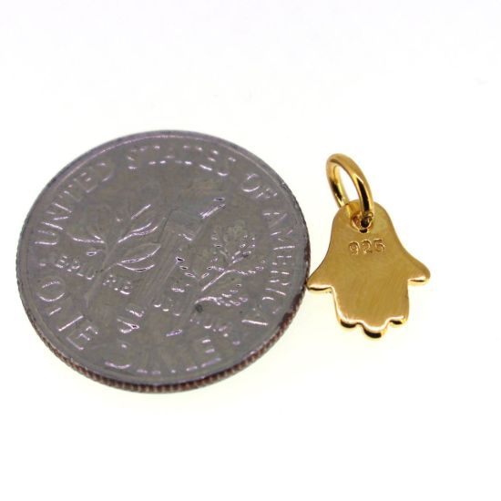 Wholesale Gold Plated over Sterling Silver Hamsa Hand Charm - 8mm (1 pc)