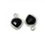 Wholesale Sterling Silver Bezel Charm Pendant - 10x7mm Tiny Heart Shape - Black Onyx