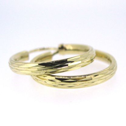 Wholesale 14k Solid Yellow Gold Hoops -31mm Half Round with Textured Design