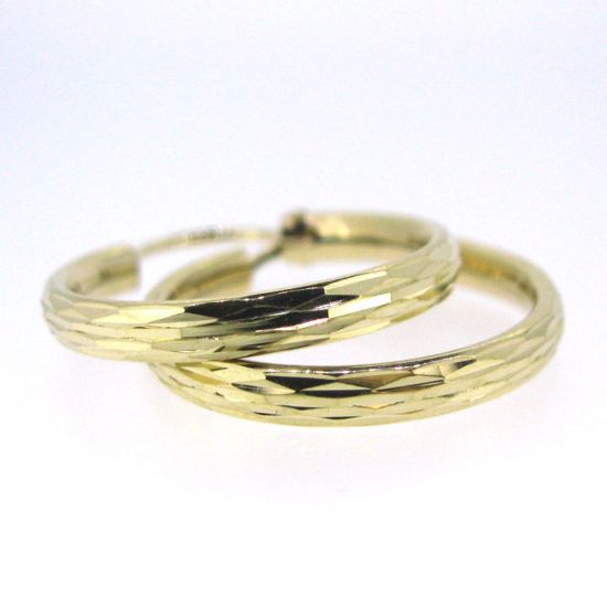 Wholesale 14k Solid Yellow Gold Hoops -31mm Half Round with Textured Design
