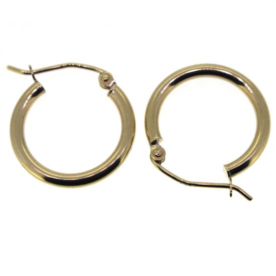 Wholesale 14K Solid Gold Plain Hoop Earrings  - Hollow Light Weight Hoops 2mm  Thickness (Sold per pair)