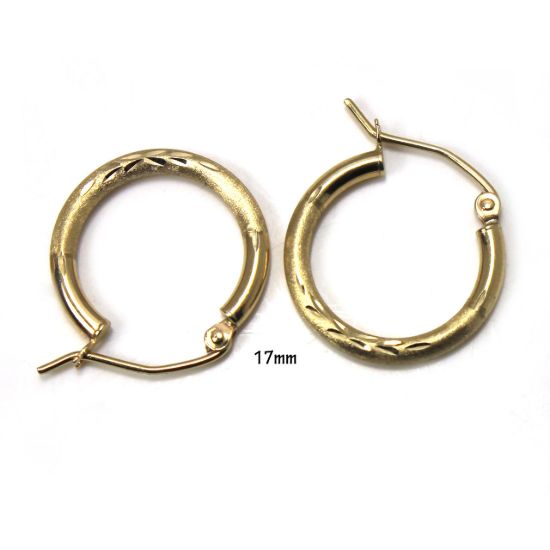 Wholesale 14K Solid Gold Textured Hoop Earrings  - Hollow Light Weight Hoops  (Sold per pair)