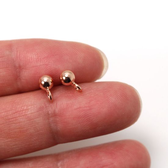 Wholesale Rose Gold Over Sterling Silver Simple Earring Studs with Ring (1 pair)