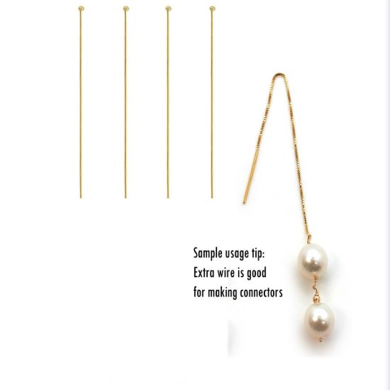 Wholesale 14k Yellow Gold Ball End Headpins-29ga -1.75 inches with 0.85mm ball ( Sold per piece)
