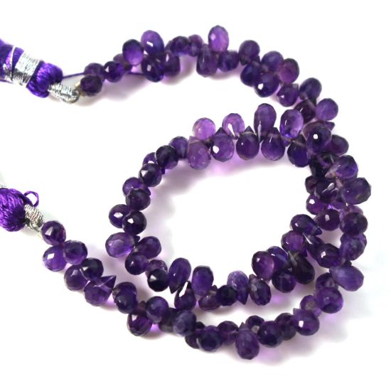 Wholesale February Birthstone -Semi-Precious Gemstone Beads - Faceted Briolette  - Amethyst (1 Strand)